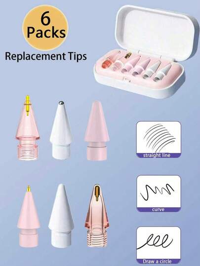 6 puntas de lápiz Apple mejoradas, compatibles con Apple Pencil de 1.ª/2.ª generación, USB-C, iPad Pro, punta fina, control preciso, punta de metal duradera, mejor regalo para Navidad, familia, amigos, cumpleaños, vacaciones