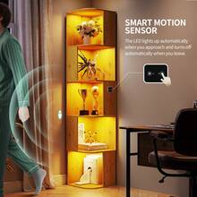HWB 5-Tier Corner Bookshelf With LED Sensor Lights (5-Tier-Wood) - 木頭 - 查看 4