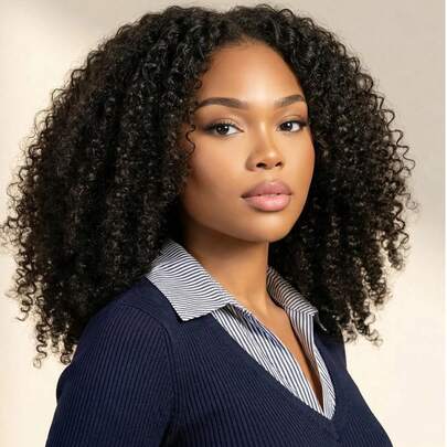 OQ Peluca de cabello 200% densidad, 14-16 Bob pulgadas, 18-30 pulgadas regulares, afro rizado, con parte en V y cordones elásticos, estilo protector, correa InvisiFit, peluca sin pegamento, color negro natural, sin dejar afuera, pelucas de parte fina sin pegamento, peluca de cabello humano, pelucas de cabello humano 100% natural, perruque sin pegamento, cabello sin cola, cabello humano brillante, pelucas navideñas de cabello humano Y2K, peluca de cabello humano, regalos de Navidad, accesorios para el cabello, pelucas de cabello humano 100%, peluca de encaje de cabello humano real, uso diario, para mujeres, vacaciones, viajes para mujeres