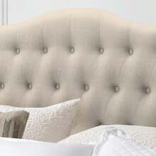 Linen Upholstered Headboard-Modern-Adjustable Height-Button Tufting, Beige - Beige - View 6