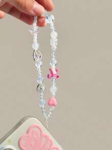 1pc Acrylic Bow Tie Phone Lanyard, CCD Camera Pendant, Keychain, Phone Case Accessory Compatible With Android And Most Smartphone,Gifts For Mother, Family, Friends, Kids, Birthday, Holiday Phone Chain - Multicolor - View 6