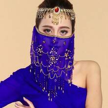 1 件装女士肚皮舞面纱，精美串珠亮片肚皮舞配饰 - 彩色 - 查看 21