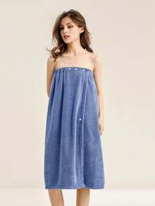 1 pieza Bata de baño de felpa de coral para mujer, tela súper suave de secado rápido, adecuada para sauna/playa/piscina/baño, temporada de vuelta al colegio, con cordón ajustable, estilo moderno, lavable a máquina, alta absorción, 280g/M² - Multicolor - Ver 10