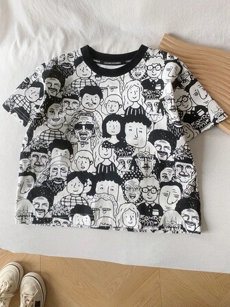 تي شيرت كاجوال بأكمام قصيرة مطبوع عليه رسومات كارتونية لأطفال الصيف