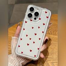 Funda Transparente Antigolpes para Teléfono con Patrón de Corazón Rojo, Compatible con Apple 13/15 Pro Max y  11/11ProMax, 12. . . , Funda para Smartphone,  del Dispositivo, Diseño de Moda, Protección Estética, Material Duradero, Capa Protectora, Carcasa a Prueba de Golpes, Protector Transparente, Propietarios de Smartphones, Protectores de Gadgets - Estilo 1 (1 pieza) - Ver 3