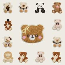 12pcs Plush Teddy Bear Patches, Cute Small Bear Embroidered Iron-On Appliques For Clothes, Hats, Bags, Shirts DIY Decoration - Multicolor - View 5