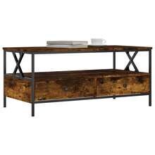 vidaXL Table basse chêne fumé 100x51x45 cm ingénierie du bois - Tabac - Voir 1