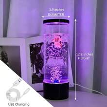 QUIGO Bubble Fish Lamp Aquarium Fish Tank Light Mood Light Cool Gift Color-Changing 3 Floating Fake Fish Aesthetic Home Office End Table Decor Gaming Room Auto Color Change - C-黑色 - 查看 10