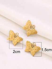 3 chiếc mặt dây chuyền hình bướm bằng thép không gỉ mạ vàng 18K, phụ kiện làm trang sức DIY. - mặt dây chuyền - Xem 8