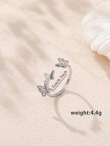 1pc Elegant Adjustable Micro-Inlaid Zirconia Butterfly Shaped Ring