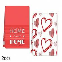 2/4 Pcs Heart Pattern Dish Towels, Ideal For Valentine's Day Gifts, Decorations, Super Absorbent Microfiber Modern Cloths For Cooking, Baking, Washing Dishes, Cleaning, Hand Towels, Tea Towels, Soft And Highly Absorbent, Kitchen Decor, Gifts For Neighbors, Mothers, Birthdays, Housewarming For Friends, Kitchen Essentials, Daily Necessities - Multicolor - View 12