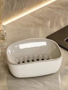 双层皂碟，家用浴室沥水皂盒，双层大容量皂托，浴室皂架，可单独使用或堆叠使用，节省空间 - 彩色 - 查看 5