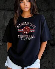 Kansas City Football Rhinestone Shirt Fan Apparel - 黑色 - 查看 1