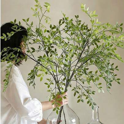 1/2 件人造树枝，高大植物枝干，适用于婚礼、花园、办公室、家居装饰，绿色枝叶，可插于室内花瓶、高花瓶、户外花园、婚礼、派对、餐桌摆饰。
