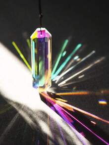 A 120MM Hexagonal Long Rainbow-Colored Crystal Garden Hanging Sunshade Decorative Pendant With Seven-Color Multi-Faceted Reflection, Suitable For Balcony, Courtyard And Garden Decoration All Year Round - Multicolor - View 5