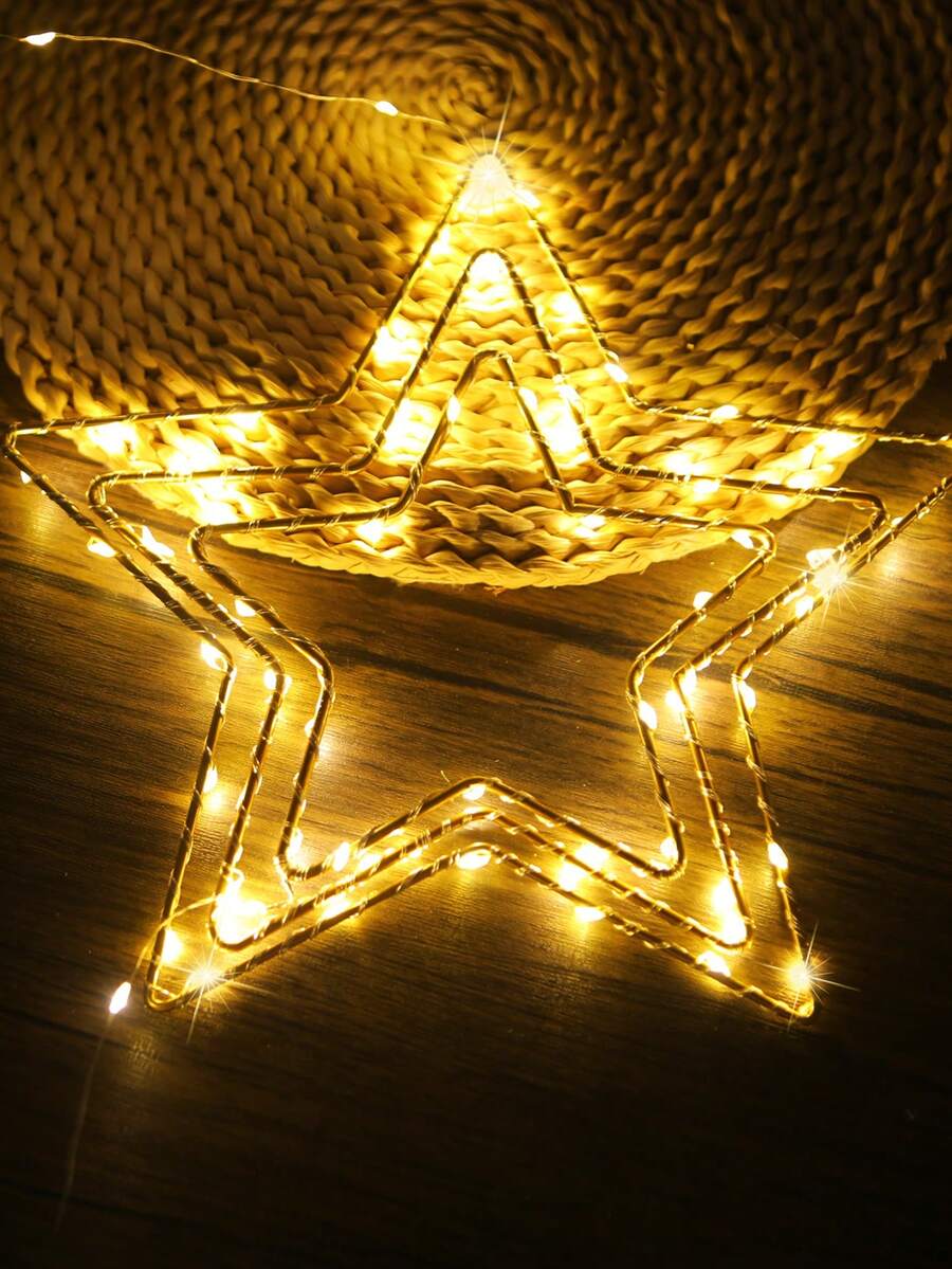 1个小/中/大号星形吊灯，金色锻铁吊灯，窗户装饰灯，节日氛围灯，节日派对家居庭院装饰灯，暖色调夜灯，吊灯，铜线灯，童话灯，温馨氛围吊灯 - 黃色 - 查看 1