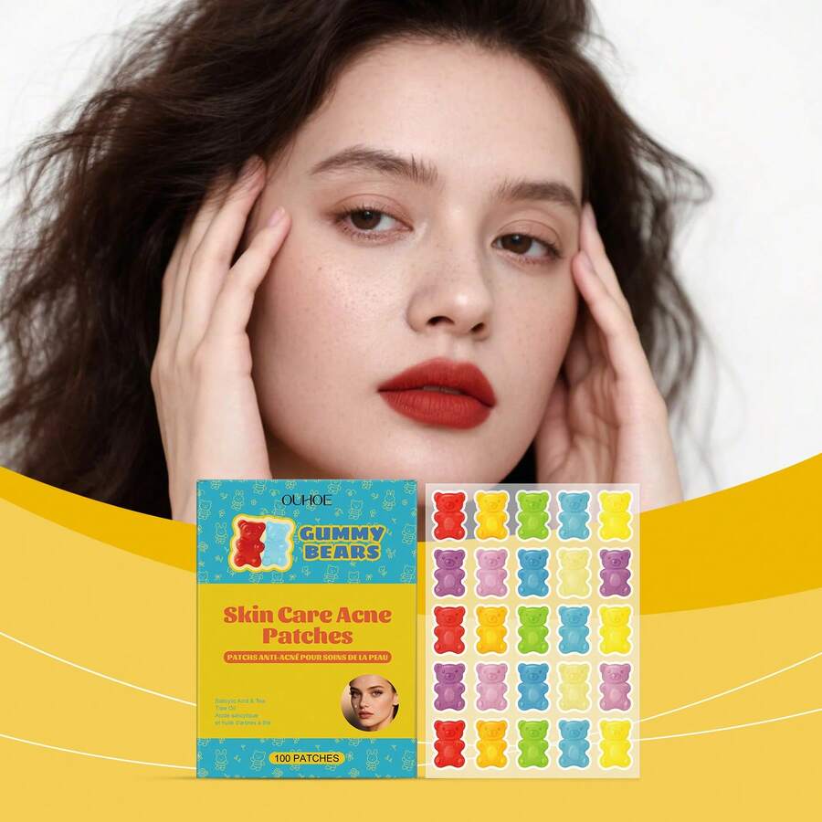 100 miếng dán trị mụn, miếng dán trị mụn tròn trong suốt, thoáng khí, thân thiện với da, hình gấu, tiện dụng sử dụng hàng ngày. - Màu xanh Cadet - Xem 1