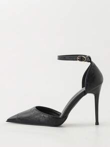 Sexy Nightclub Slim High Heel Shoes, Women's Super High Heel Slingback Pumps - Black - View 2