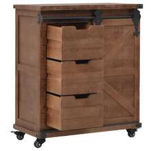vidaXL Armoire de rangement Bois de sapin massif 64x33,5x75 cm Marron - Tabac - Voir 4