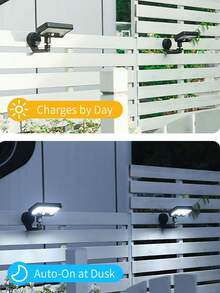 2/1件装便携式户外太阳能磁性壁灯，强磁铁无需钻孔，多种安装方式，适用于围栏/栏杆、夜间照明，经济实用，增强户外夜间安全。 - 黑色的 - 查看 7