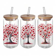 12pcs Love Tree Stickers Themed Rub Ons UV DTF Transfer Stickers, With Vibrant Heart Tree Designs Art Stickers, Suitable For, Cups, Bottles DIY Furniture, Glass, Glassware, Bottles And Crafts - Multicolor - View 9
