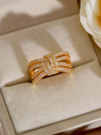 1 pièce Bague ajustable à nœud papillon brillante et , convient pour un port quotidien, les festivals, les fêtes, le Ramadan et comme petit cadeau pour les femmes