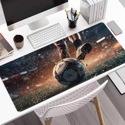大型足球运动鼠标垫，游戏桌垫，大号键盘垫，可水洗，橡胶防滑底，缝边，礼品鼠标垫，桌面保护垫，学习桌垫，多种尺寸可选，电脑键盘垫，笔记本电脑垫