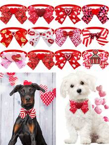 1/2/10 Stücke Valentinstag Liebe Haustier Krawattenhalsbänder, süße Liebe/Lippenabdruck/Fliege/Ein Pfeil Doppelherz/Ziegelstein Liebe/Kuchenelement, schaffen Sie eine festliche Atmosphäre für geliebte Haustiere, Dekoration, Welpen Verkleidung, Date/Party/Alltag Verkleidung sofort süß im Fokus, Katzen und Hunde vielseitige Verkleidung - Verschiedenfarbig - Übersicht 1