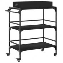 vidaXL Chariot de cuisine noir 81,5 x 41 x 92,5 cm, fabrication en bois - Noir - Voir 1