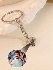 Customized Photo Heart-Shaped Stainless Steel Projection Keychain, Personalized Family, Couple, Couples, Pet Photo Keepsake, Gift Accessory For Mother's Day, Father's Day, Wedding Anniversary Or Holiday - Style-3 - View 13