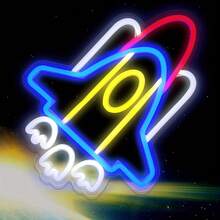 Rocket Neon Wall Light, RGB LED Lamp, USB Powered, Space Theme Lighting, Suitable For Men's Leisure Room, Game Room, Bedroom, Cool Gift Idea - Rocket - View 1