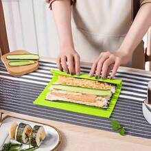 1pc Sushi Rolling Mat, Non-Stick Rice Roll Mold For DIY Japanese Sushi, Easy Clean Flexible Silicone Kitchen Tool - Green - View 6