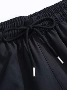 GRDR 男士抽绳腰带口袋户外运动宽松直筒休闲裤 - 黑色 - 查看 4