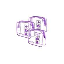 Lermende 2pcs Clear Toiletry Bag TSA Approved Travel Bag,Carry On For Travel,Airport Airline Accessories Compliant Bag,Quart Sized Makeup Cosmetic Bag Women Men (Purple, 3 Pack) - 紫色 - 查看 1