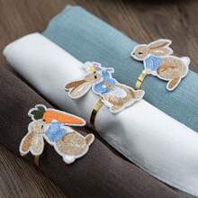 6pcs/Set Cute Rabbit Napkin Rings, Suitable For Easter, Spring Festival Party Table Decoration, Multiple Styles Available - Multicolor - View 3