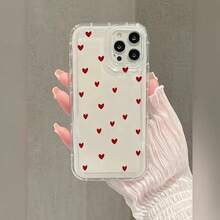 Funda Transparente Antigolpes para Teléfono con Patrón de Corazón Rojo, Compatible con Apple 13/15 Pro Max y  11/11ProMax, 12. . . , Funda para Smartphone,  del Dispositivo, Diseño de Moda, Protección Estética, Material Duradero, Capa Protectora, Carcasa a Prueba de Golpes, Protector Transparente, Propietarios de Smartphones, Protectores de Gadgets - Estilo 1 (1 pieza) - Ver 4