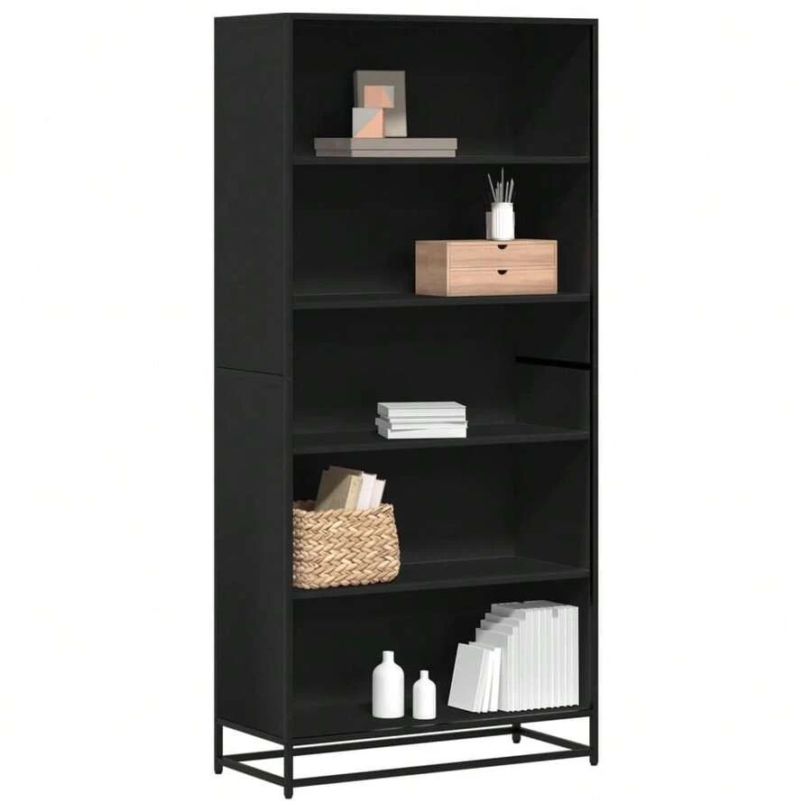 Bibliothèque vidaXL noire 80,5 x 35 x 170,5 cm, fabrication en bois - Noir - Voir 1
