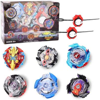 Battling Burst Gyros Tops, Juguete 6PCS con Lanzadores Bidireccionales, Peonzas Burst Batalla,Burst Quadrive Pro Series,Regalos para Mayores de 5 Años,37785112