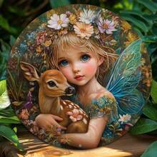 2D Enchanted Fairy Door Wall Art With Aluminum Peeking Fairy For Home Garden Party Decor Ideal For Room And Fairy Gardens, Decorative Signs And Plaques. - 彩色 - 查看 19