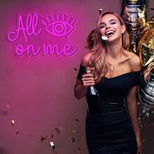 1个“万众瞩目”霓虹灯，眼睛LED灯，邪眼霓虹灯，睫毛LED霓虹灯，白色霓虹灯墙面装饰灯，女孩卧室USB供电开关游戏室，婚礼生日派对