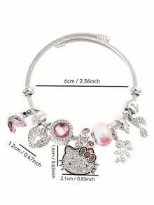 一套项链+手链，可爱卡通主题首饰套装，锌合金手链镶嵌闪亮水晶，时尚配饰，包含项链和手链，适合日常佩戴和送礼，尤其适合情人节。 - 彩色 - 查看 3