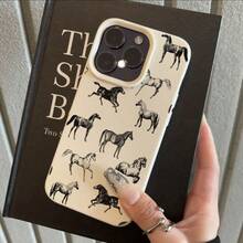 The Background Pattern Of The Galloping Horse Line Drawing Art Is Suitable For Iphone 16 Pro Max Phone Cases, As Well As For Iphone 15 Pro Max/14/16 Plus/15/13 Pro/12/11, It Features A Minimalist TPU Design That Is Drop-Resistant And Stylish, Offering High Aesthetic Appeal,Suitable For IPhone17 Air - trắng - Xem 11