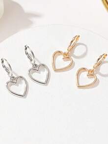 1 对时尚简约夸张 3D 大环耳环和光泽心形吊坠项链，适合派对、约会和日常佩戴情人节、妈妈、母亲、母亲节、礼物 - 愛心 - 查看 15