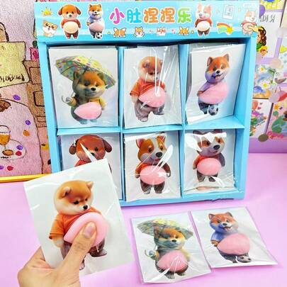 Đồ chơi bóp hình chó cưng dễ thương, nhãn dán giảm căng thẳng, đồ chơi bóp bụng to ngộ nghĩnh, món quà tuyệt vời.