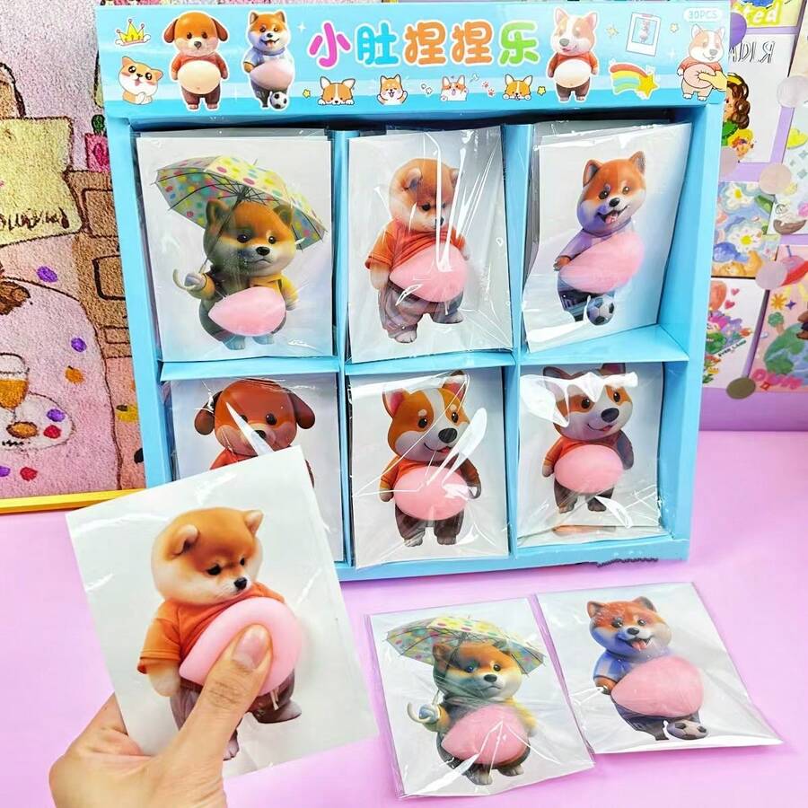 Đồ chơi bóp hình chó cưng dễ thương, nhãn dán giảm căng thẳng, đồ chơi bóp bụng to ngộ nghĩnh, món quà tuyệt vời. - Nhiều màu - Xem 1