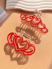 1个情人节爱心唇印发爪夹，红色调，爱心和帽子造型，优雅休闲发饰，适合节日、派对、送给爱人的礼物，优雅发夹，女士发饰，花朵发夹 - 彩色 - 查看 16