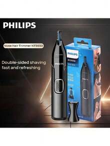 PHILIPS NT5650 Men's Precision Facial Trimmer: Protective Shield System For No Pulling, Ergonomic Non-Slip Handle, Travel-Friendly, Dual-Sided Blade For High-Efficiency Hair Removal, Black - Black - View 2
