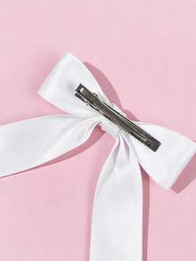 1pc Pearl Heart Bow Ribbon Hair Clip, Girls Luxury Versatile Hair Accessory - Multicolor - View 5