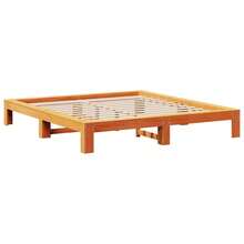 vidaXL Cadre de lit sans matelas cire marron 140x200cm bois pin massif - Tabac - Voir 5