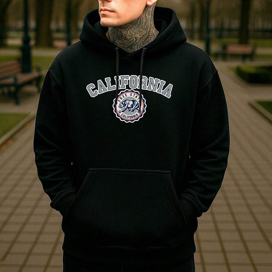 Cotton Sweatshirt, Comfortable, Oversized Premium Print, REF-159 - Black - View 1